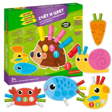 Игра настольная Счет и цвет, с прищепками и наностикерами обложка книги