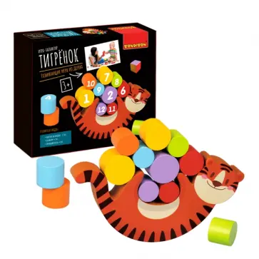 Игра-балансир из дерева, развивающая. Тигренок обложка книги
