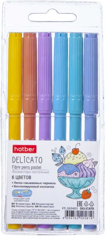 Фломастеры пастельные Delicato, 6 цветов Фломастеры пастельные Delicato, 6 цветов обложка книги