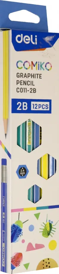 Набор карандашей чернографитных, 12 штук, 2B, с ластиком обложка книги