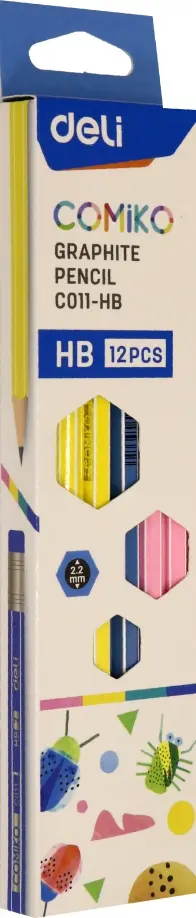 Набор карандашей чернографитных, 12 штук, HB, с ластиком обложка книги