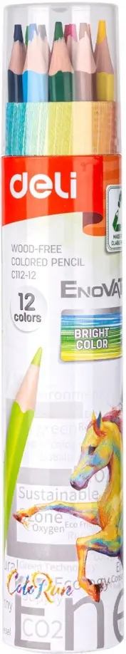 Карандаши цветные пластиковые Enovation, 12 цветов обложка книги
