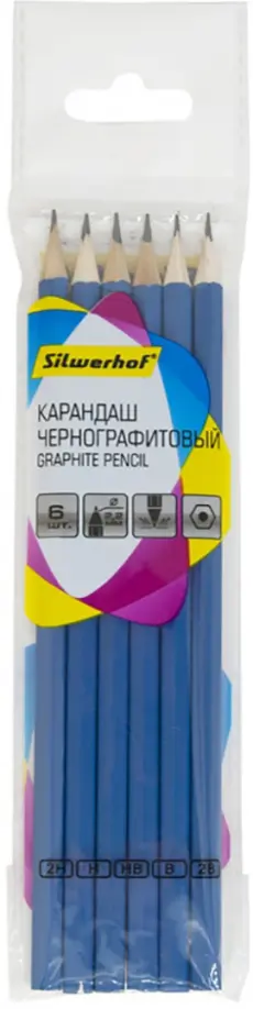 Набор карандашей чернографитных Zeichner, 2H-2B, 6 штук обложка книги