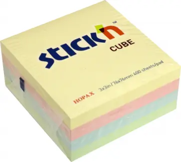 Блок для записей, самоклеящийся, 400 листов, 4 пастельных цвета обложка книги