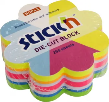 Блок для записей Цветок, самоклеящийся, 250 листов, микс неоновых цветов обложка книги