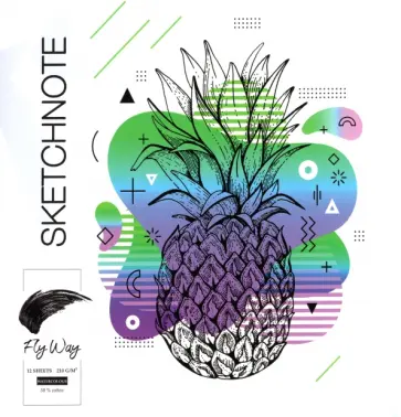 Скетчбук Ананас в графике, 12 листов обложка книги
