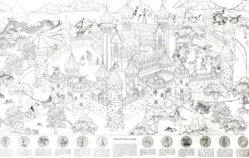 Рыцарский замок. Большая раскраска с наклейками обложка книги