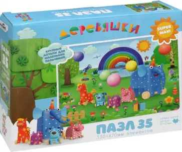 Деревяшки. Пазл-35 гигантский. Праздник у Деревяшек обложка книги