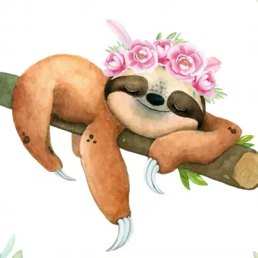 Холст с красками Ленивец на ветке обложка книги