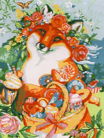 Раскраска на картоне Лиса со сладостями обложка книги