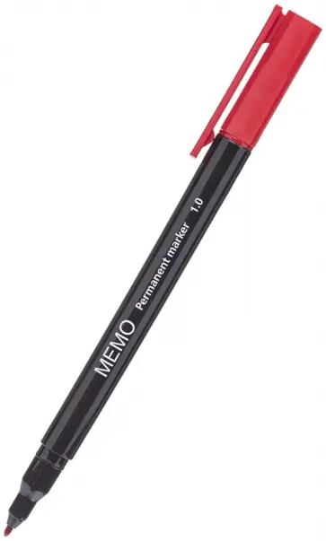 Маркер перманентный Memo, красный обложка книги