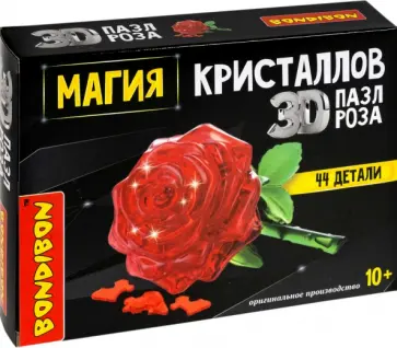 Пазл 3D. Магия кристаллов Роза, 44 детали обложка книги