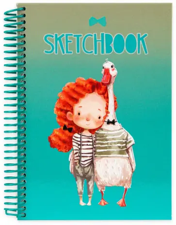 Скетчбук Девочка и гусь, 64 листа, А5 обложка книги