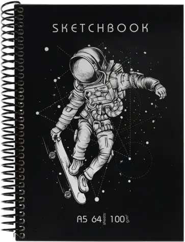 Скетчбук Космонавт, 64 листа, А5 обложка книги