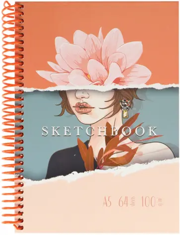 Скетчбук Цветок, 64 листа, А5 обложка книги