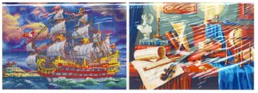 Алмазная раскраска 2в1 Натюрморт со скрипкой и нотами. Красивый корабль обложка книги