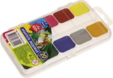 Акварель медовая Зверята, 20 цветов, без кисти обложка книги