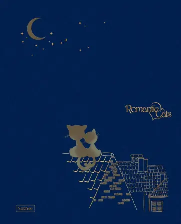 Тетрадь Romantic cats, А5, 48 листов, клетка, в ассортименте обложка книги