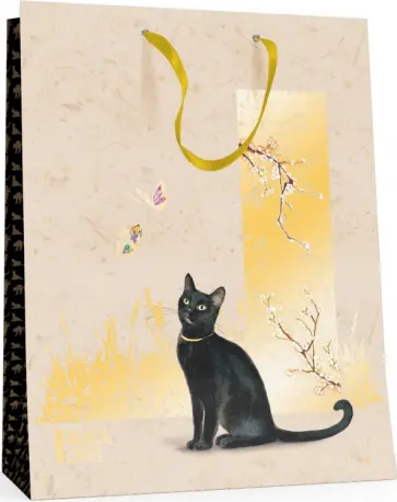 Пакет подарочный Черные кошки, вертикальный обложка книги