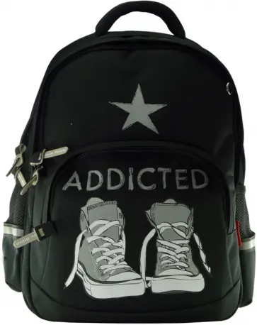 Рюкзак с эргономической спинкой КЕДЫ СЕРЫЕ, черные обложка книги