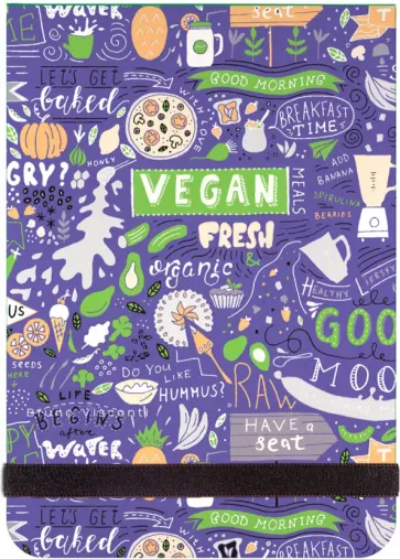 Блокнот Vegan. Черничный смузи, А6, 100 листов, клетка обложка книги