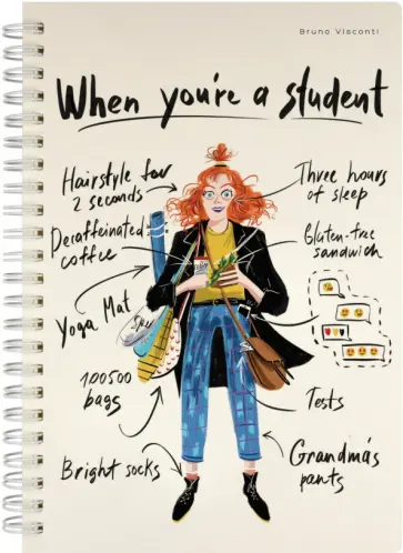 Тетрадь на гребне When You're a Student, 60 листов, клетка обложка книги