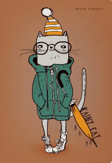 Тетрадь Rainy Cat, А5, 40 листов, клетка обложка книги