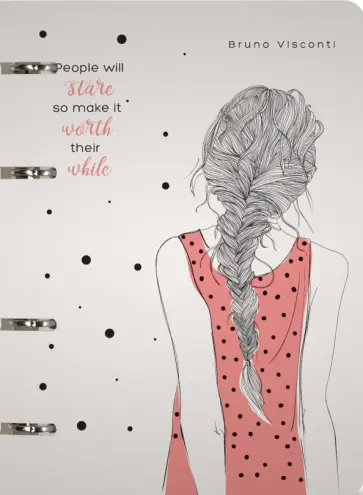 Тетрадь со сменным блоком Девушка с косичкой, А5+, 80 листов, в точку обложка книги