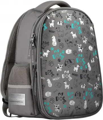 Рюкзак-капсула Щенки, серый с эргономичной спинкой обложка книги