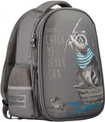 Рюкзак-капсула Енот, серый с эргономичной спинкой обложка книги