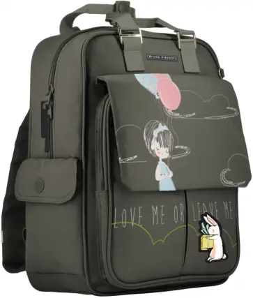 Сумка-рюкзак GIRL AND RABBIT, темно-серый обложка книги