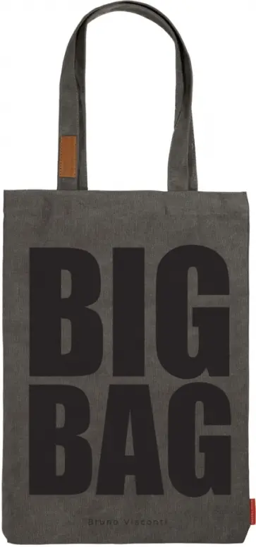 Сумка-шоппер с карманом Big bag, серая обложка книги