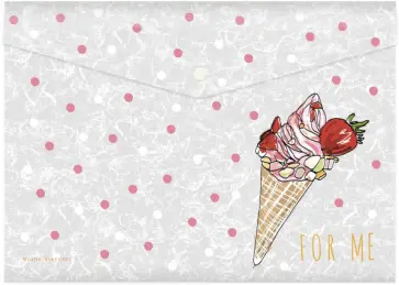 Папка-конверт на кнопке Мороженое, А4 обложка книги