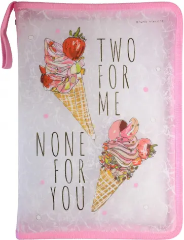 Папка на молнии с окантовкой Мороженое, А4 обложка книги