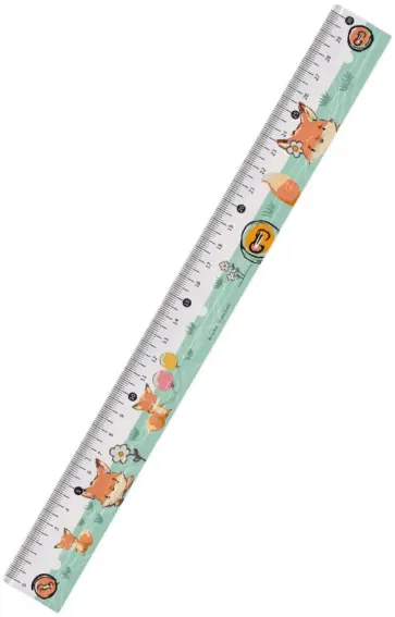 Линейка с антискользящими вставками HappyGraphix. Лисенок с шариком, пластик, 30 cм обложка книги
