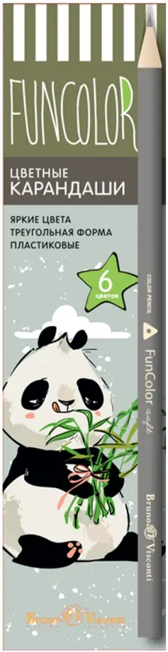 Карандаши цветные пластиковые FunColor, 6 цветов, в ассортименте обложка книги