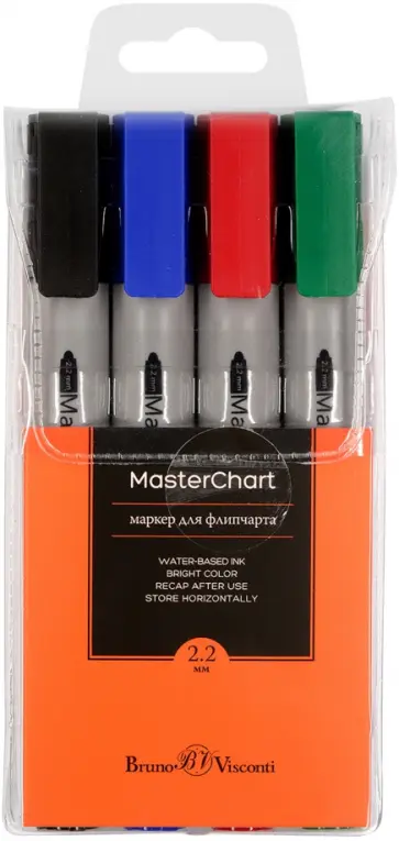 Набор флипчарт маркеров MasterChart, 4 штуки обложка книги