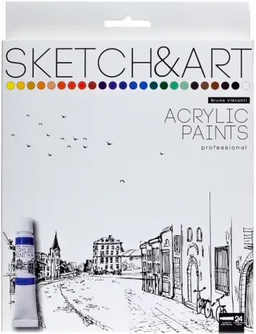 Краски акриловые Sketch&Art, 24 цвета, 12 мл обложка книги