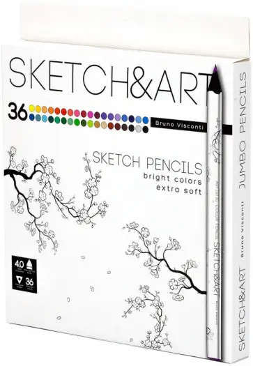 Скетч карандаши цветные Sketch&Art, 36 цветов, утолщенные обложка книги