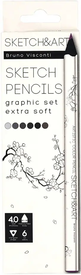 Скетч карандаши Sketch&Art. Графика, утолщенные, 6 цветов обложка книги