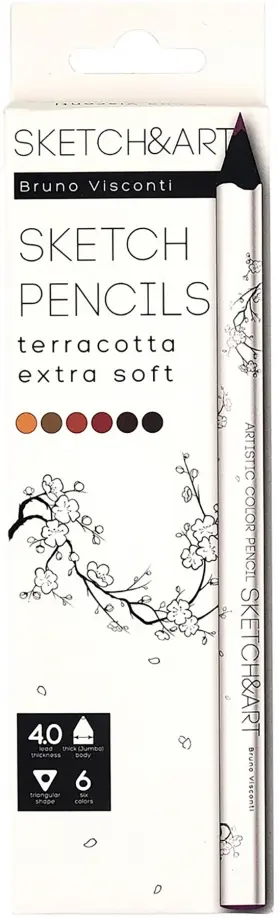 Скетч карандаши Sketch&Art. Терракота, утолщенные, 6 цветов обложка книги