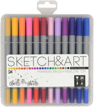 Скетч маркеры Sketch&Art, двусторонние, 24 цвета обложка книги