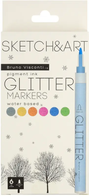 Маркеры глиттерные Sketch&Art, 6 цветов обложка книги
