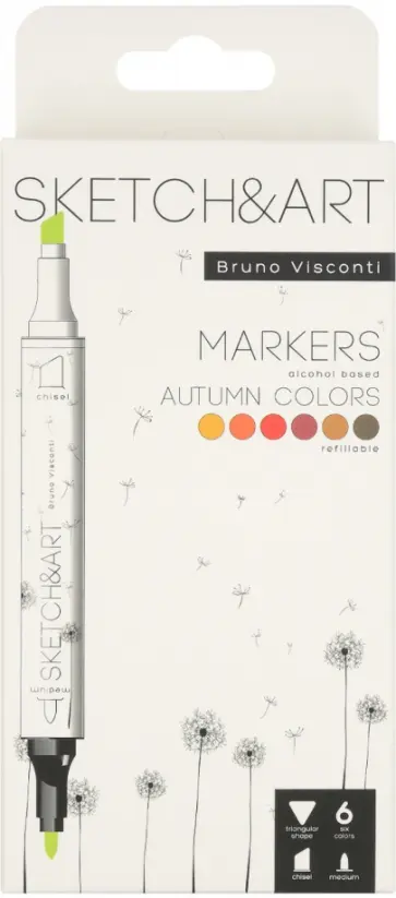 Скетч маркеры Sketch&Art. Осенний пейзаж, двусторонние, 6 цветов обложка книги