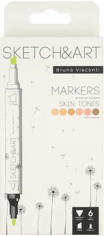 Скетч маркеры Sketch&Art. Портрет, двусторонние, 6 цветов обложка книги