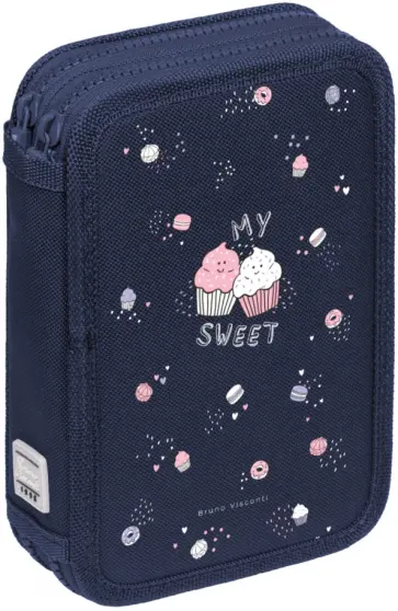 Пенал MY SWEET, на молнии, синий, 2 отделения обложка книги