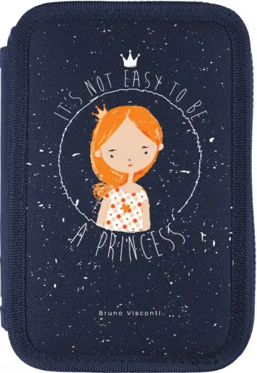 Пенал PRINCESS, на молнии, синий, 2 отделения обложка книги