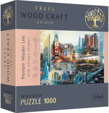 Puzzle-1000 деревянный Нью-Йорк - Коллаж обложка книги