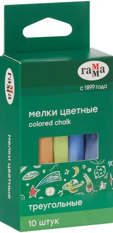 Мелки школьные 10шт цветные, мягкие, треуг.909192 обложка книги
