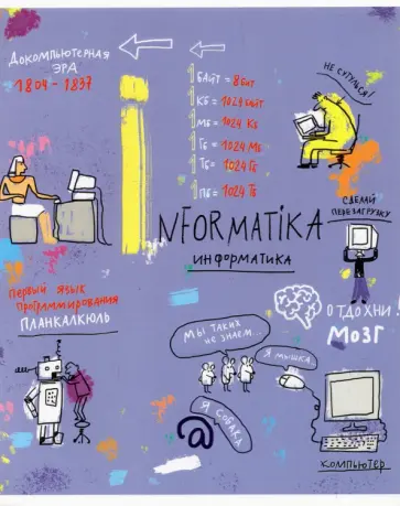 Тетрадь предметная Куча мала, Информатика, 48 листов, клетка обложка книги